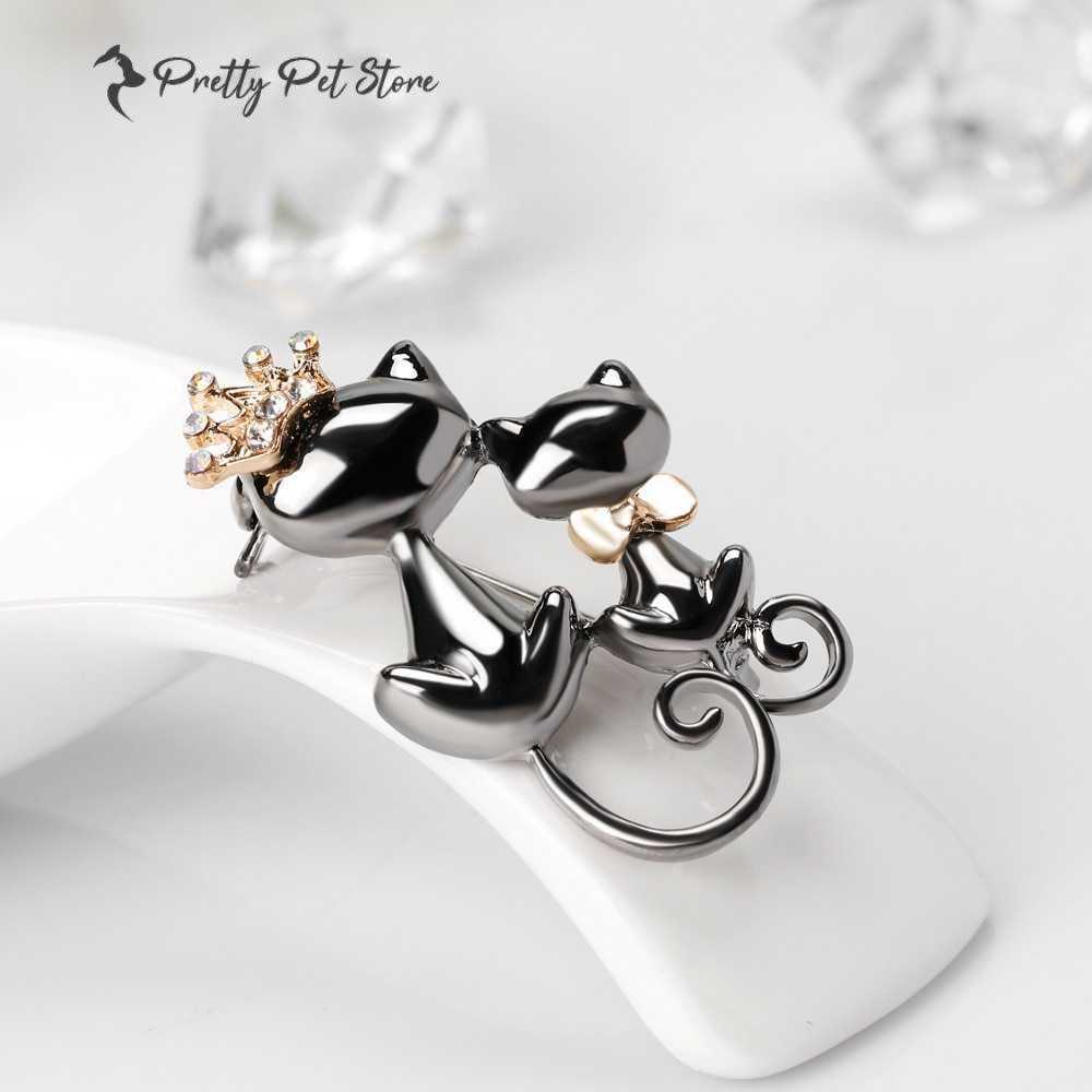 Cute Cat Couple Brooch For Pet Fans Jewelry & Watches 