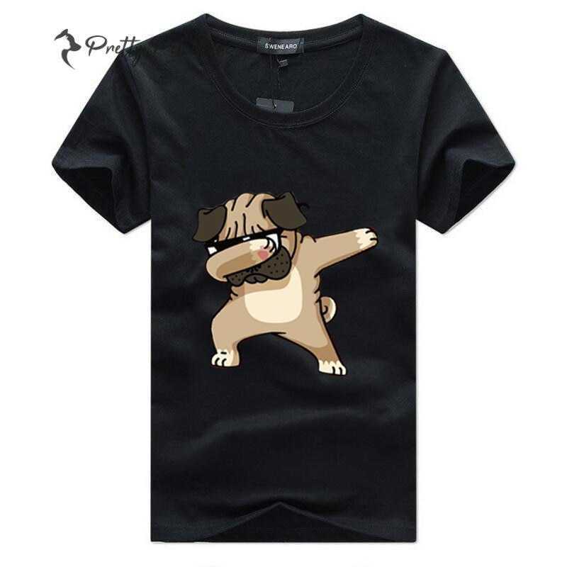 Dog print mock neck animal T-shirt, men's size M cotton black type Vintage Second Hand