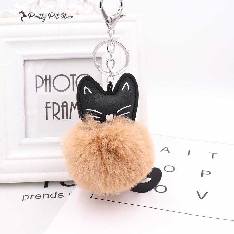Fur Cat Shaped Keychains For Pet Fans Travel Accessories 