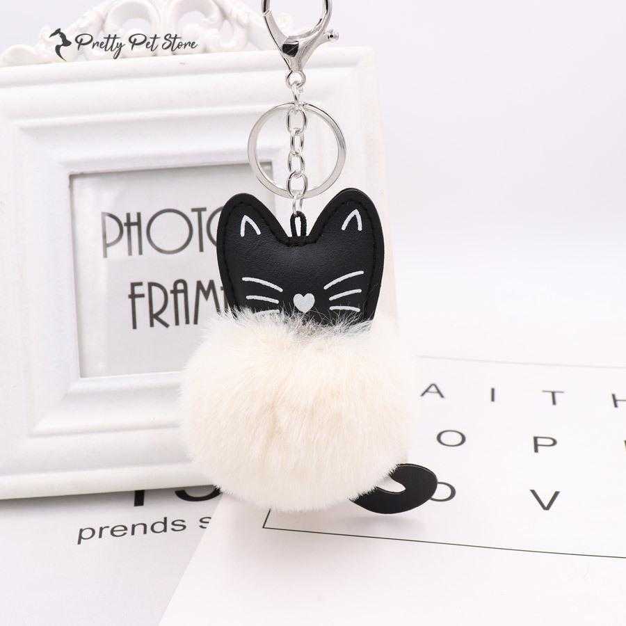 Fur Cat Shaped Keychains For Pet Fans Travel Accessories 