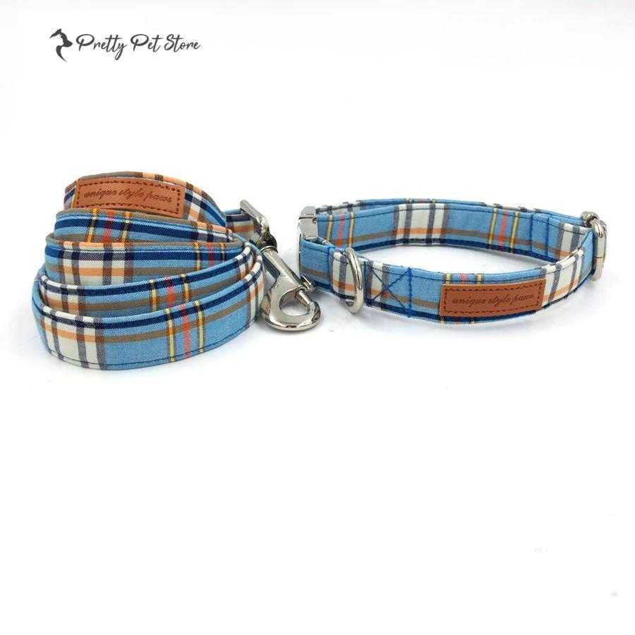 Plaid Dog Bowtie Collar and Leash Set Collars, Harnesses & Leashes Dogs 