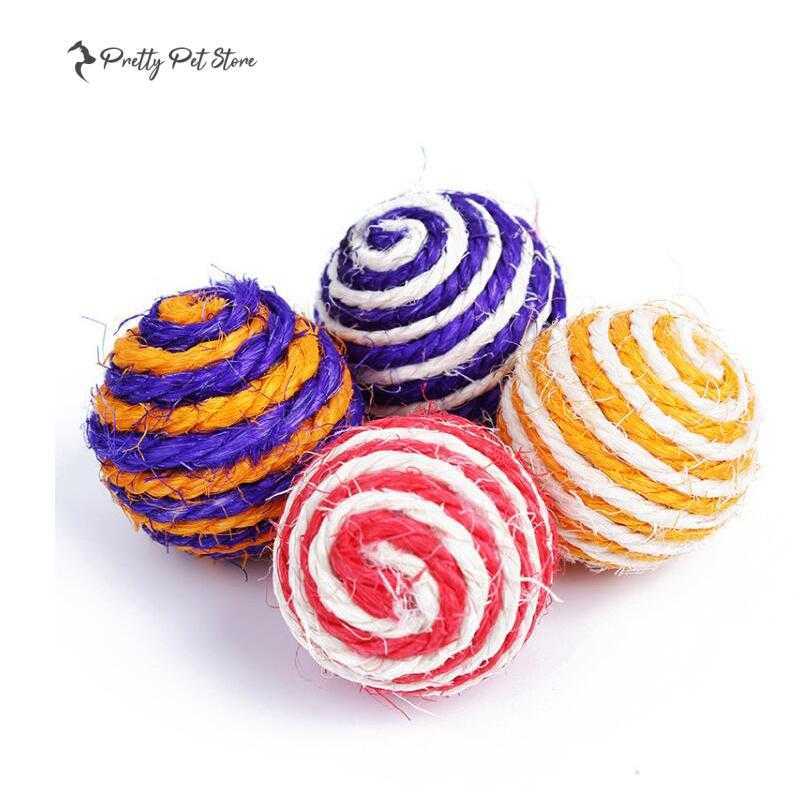 Colorful Woven Sisal Ball for Cat Cats Toys Color: Multi Size: 4 cm 